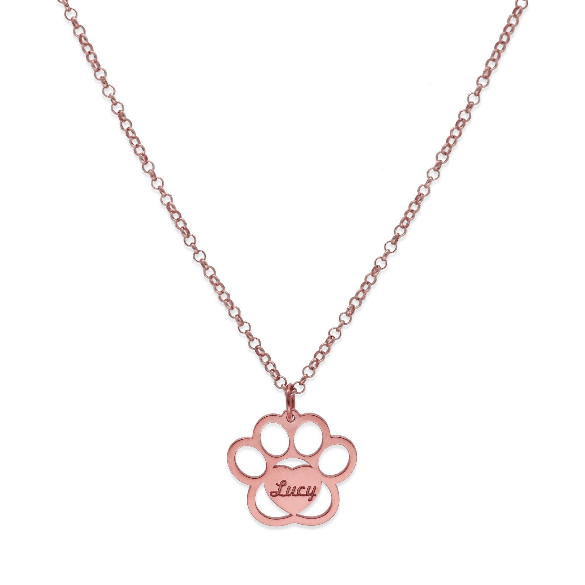 Colgante Dagui Huella y nombre en Plata de Ley 925 y baño Oro rosa 18k