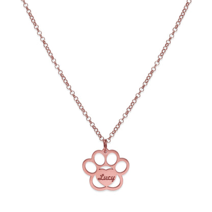 Colgante Dagui Huella y nombre en Plata de Ley 925 y baño Oro rosa 18k