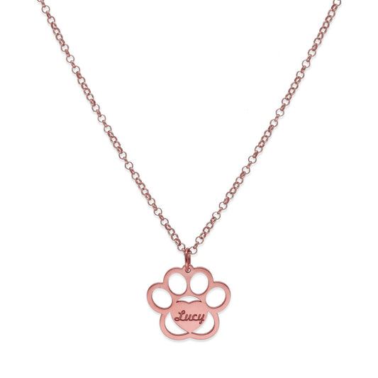 Colgante Dagui Huella y nombre en Plata de Ley 925 y baño Oro rosa 18k