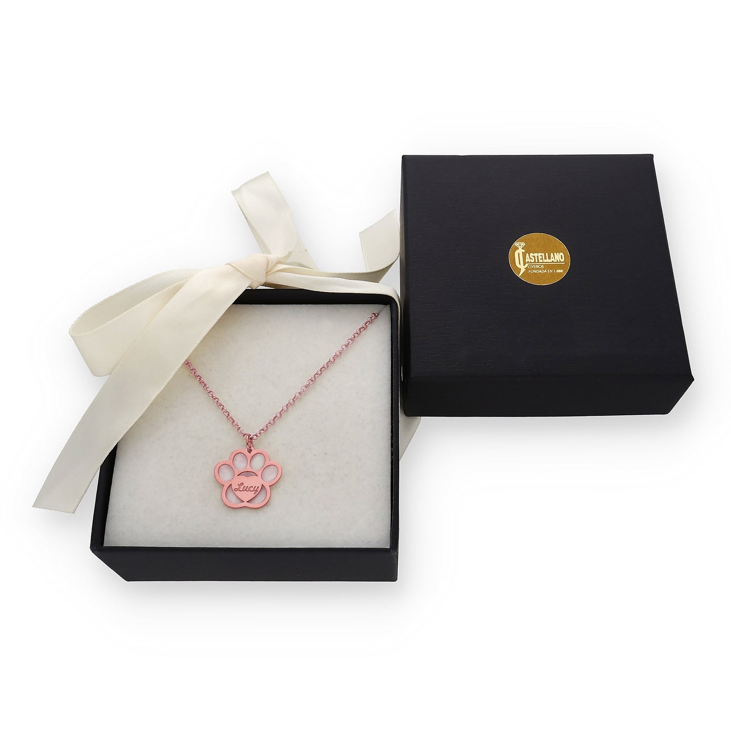 Colgante Dagui Huella y nombre en Plata de Ley 925 y baño Oro rosa 18k