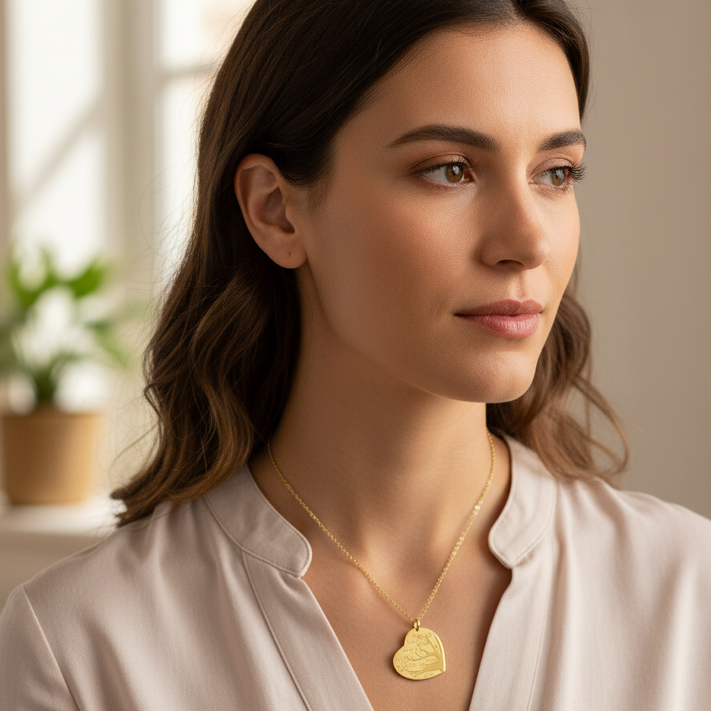 Collar Flora Corazón y árbol con nombres en Plata 925 y Baño Oro 18k