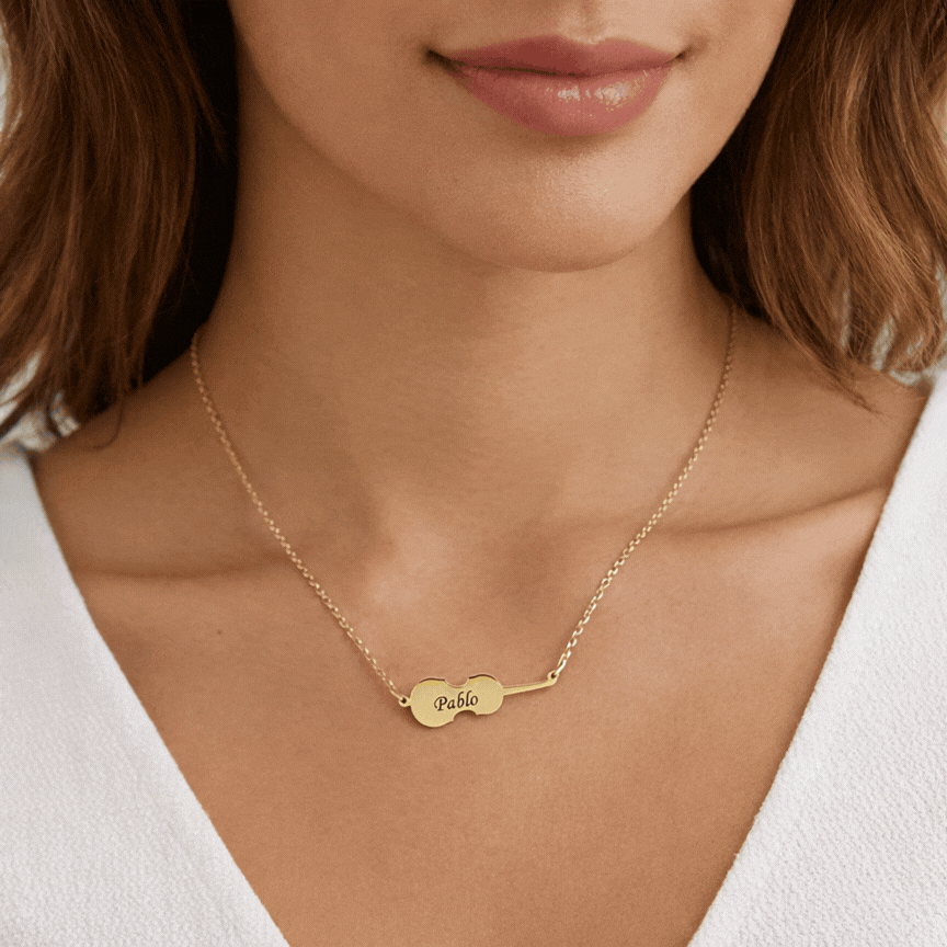 Colgante Violín en Plata de Ley 925 y baño Oro 18k