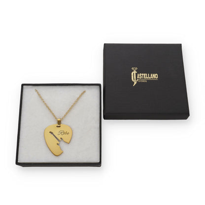 Colgante Púa Guitarra Eléctrica en Plata de Ley 925 y baño Oro rosa 18k