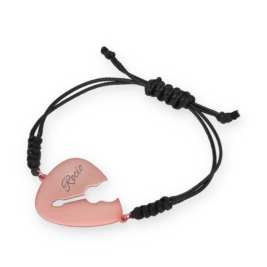 Pulsera Púa Guitarra Española en macramé y Plata de Ley 925 y baño Oro rosa 18k