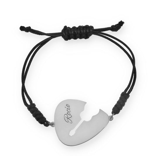 Pulsera Púa Guitarra Española en macramé y Plata de Ley 925