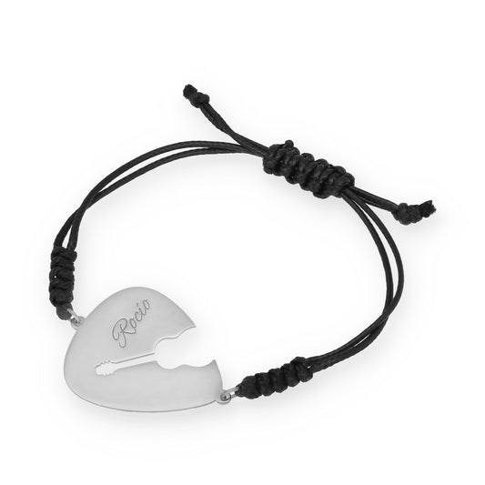 Pulsera Púa Guitarra Española en macramé y Plata de Ley 925