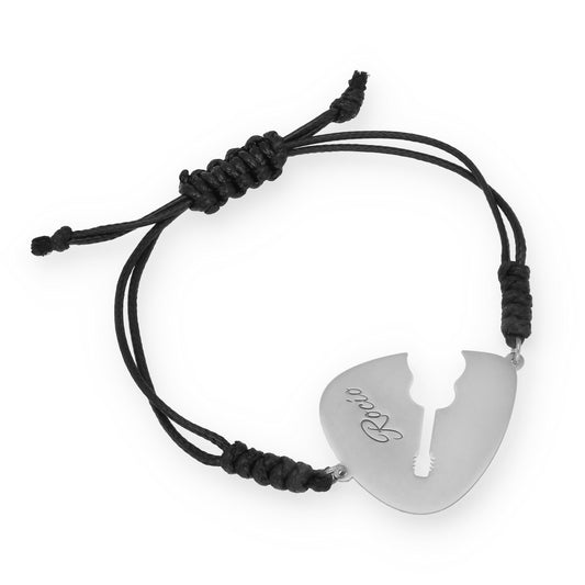 Pulsera Púa Guitarra Española en macramé y Plata de Ley 925