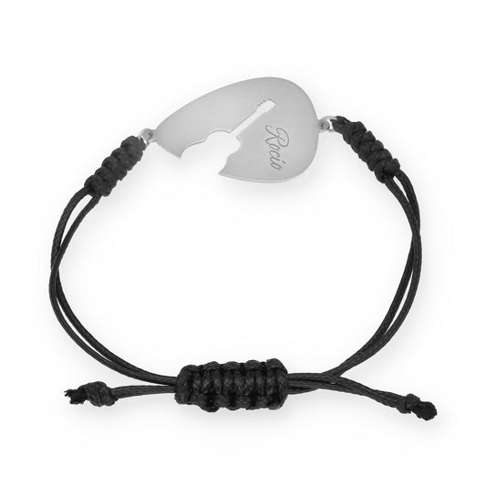 Pulsera Púa Guitarra Española en macramé y Plata de Ley 925