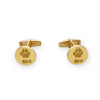 Gemelos Huella De Mi Mascota en Plata 925 con Baño de Oro Rosa 18k