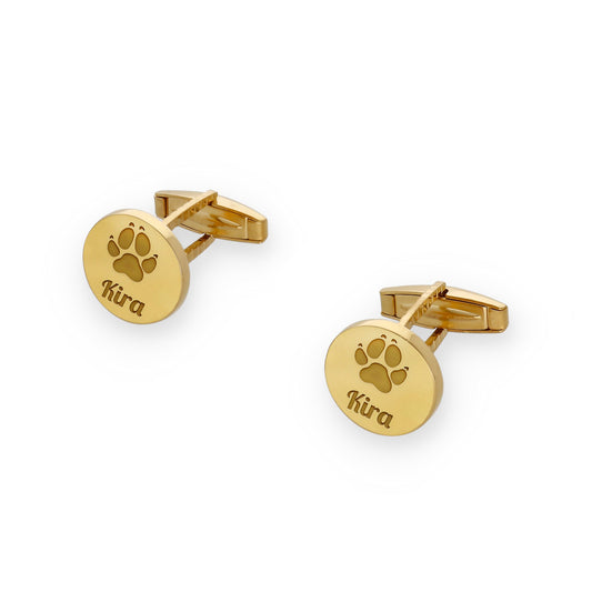 Gemelos Huella De Mi Mascota en Plata 925 con Baño de Oro 18k