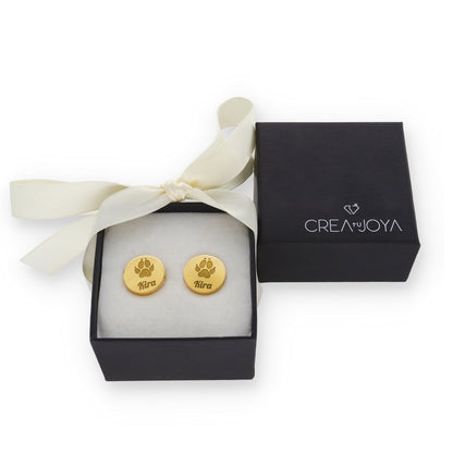 Gemelos Huella De Mi Mascota en Plata 925 con Baño de Oro Rosa 18k