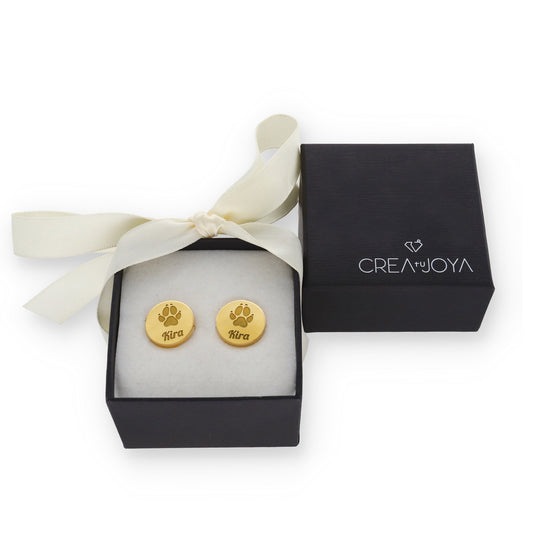 Gemelos Huella De Mi Mascota en Plata 925 con Baño de Oro 18k
