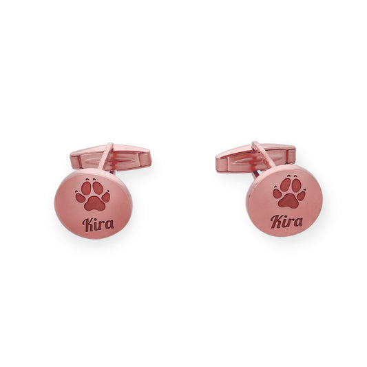 Gemelos Huella De Mi Mascota en Plata 925 con Baño de Oro Rosa 18k