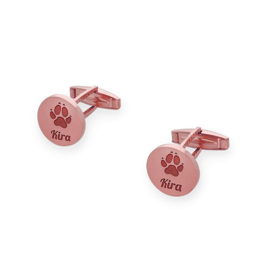 Gemelos Huella De Mi Mascota en Plata 925 con Baño de Oro Rosa 18k