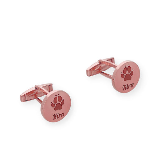 Gemelos Huella De Mi Mascota en Plata 925 con Baño de Oro Rosa 18k