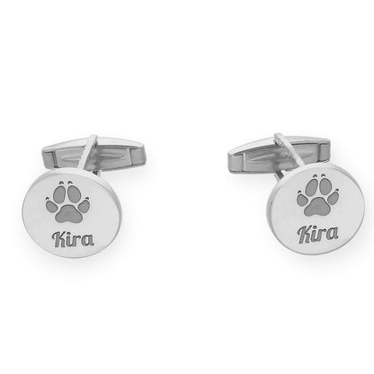 Gemelos Huella De Mi Mascota en Plata 925 con Baño de Oro Rosa 18k