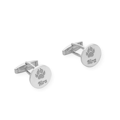 Gemelos Huella De Mi Mascota en Plata 925 con Baño de Oro Rosa 18k