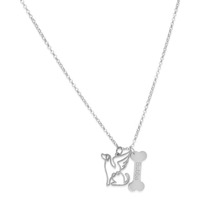 Colgante Coco hueso y nombre en Plata de Ley 925 y baño Oro 18k
