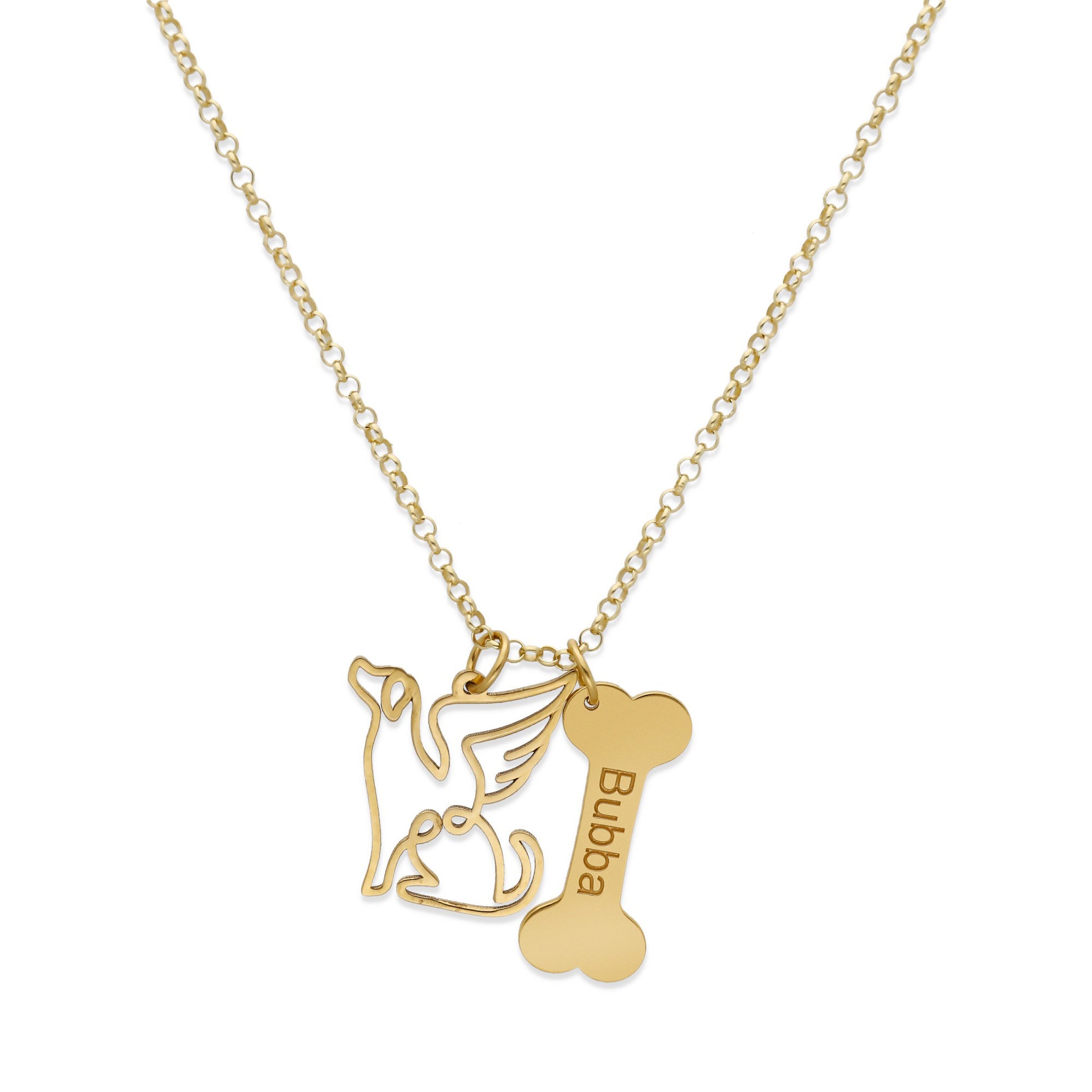 Colgante Coco hueso y nombre en Plata de Ley 925 y baño Oro 18k