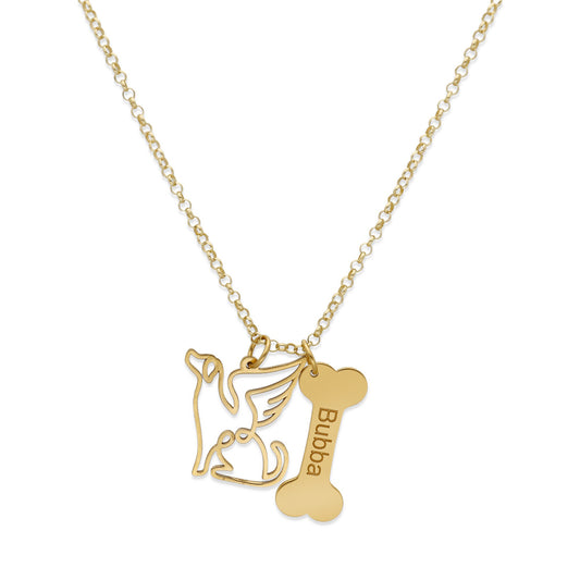 Colgante Coco hueso y nombre en Plata de Ley 925 y baño Oro 18k