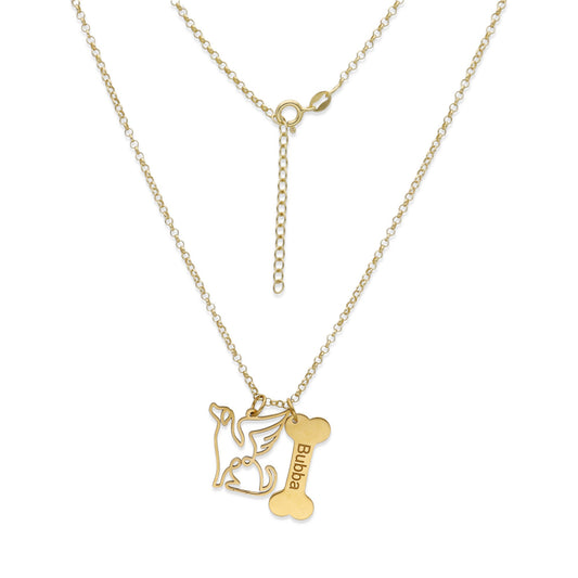 Colgante Coco hueso y nombre en Plata de Ley 925 y baño Oro 18k