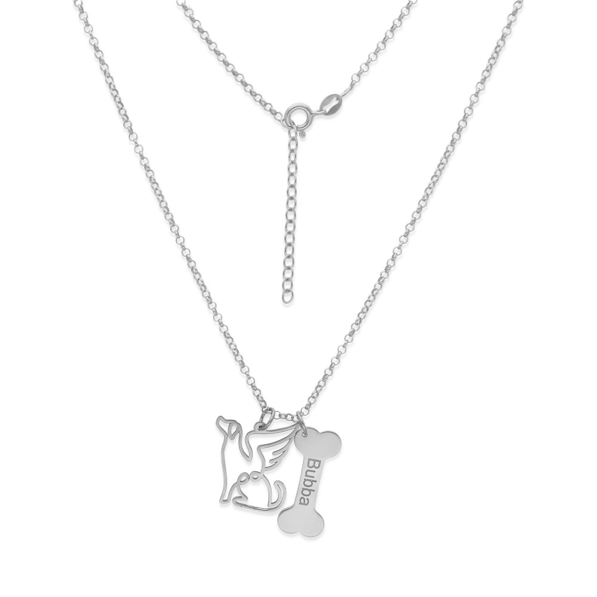 Colgante Coco hueso y nombre en Plata de Ley 925 y baño Oro Rosa 18k