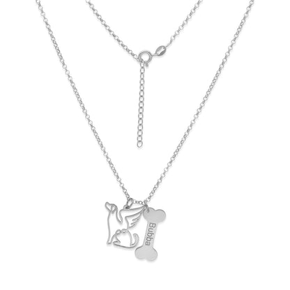 Colgante Coco hueso y nombre en Plata de Ley 925 y baño Oro Rosa 18k