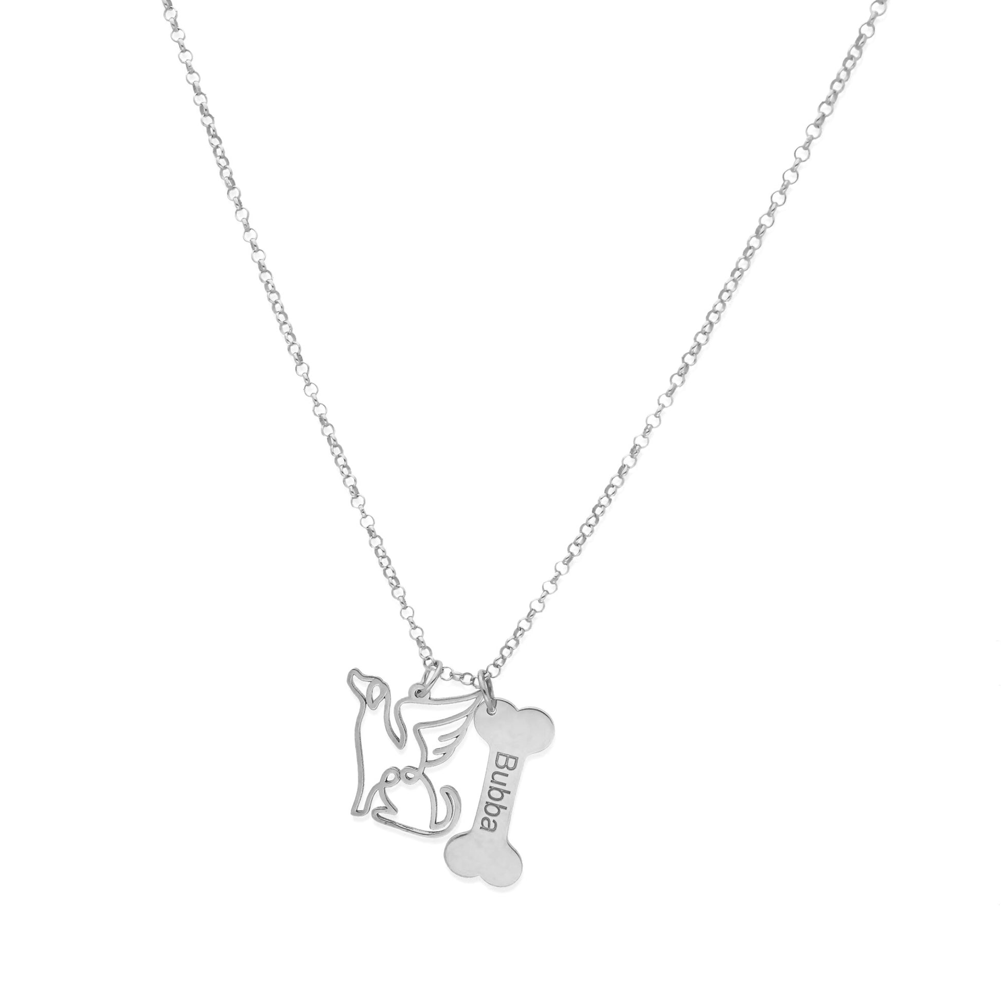 Colgante Coco hueso y nombre en Plata de Ley 925 y baño Oro Rosa 18k