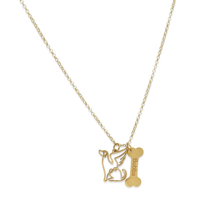 Colgante Coco hueso y nombre en Plata de Ley 925 y baño Oro Rosa 18k