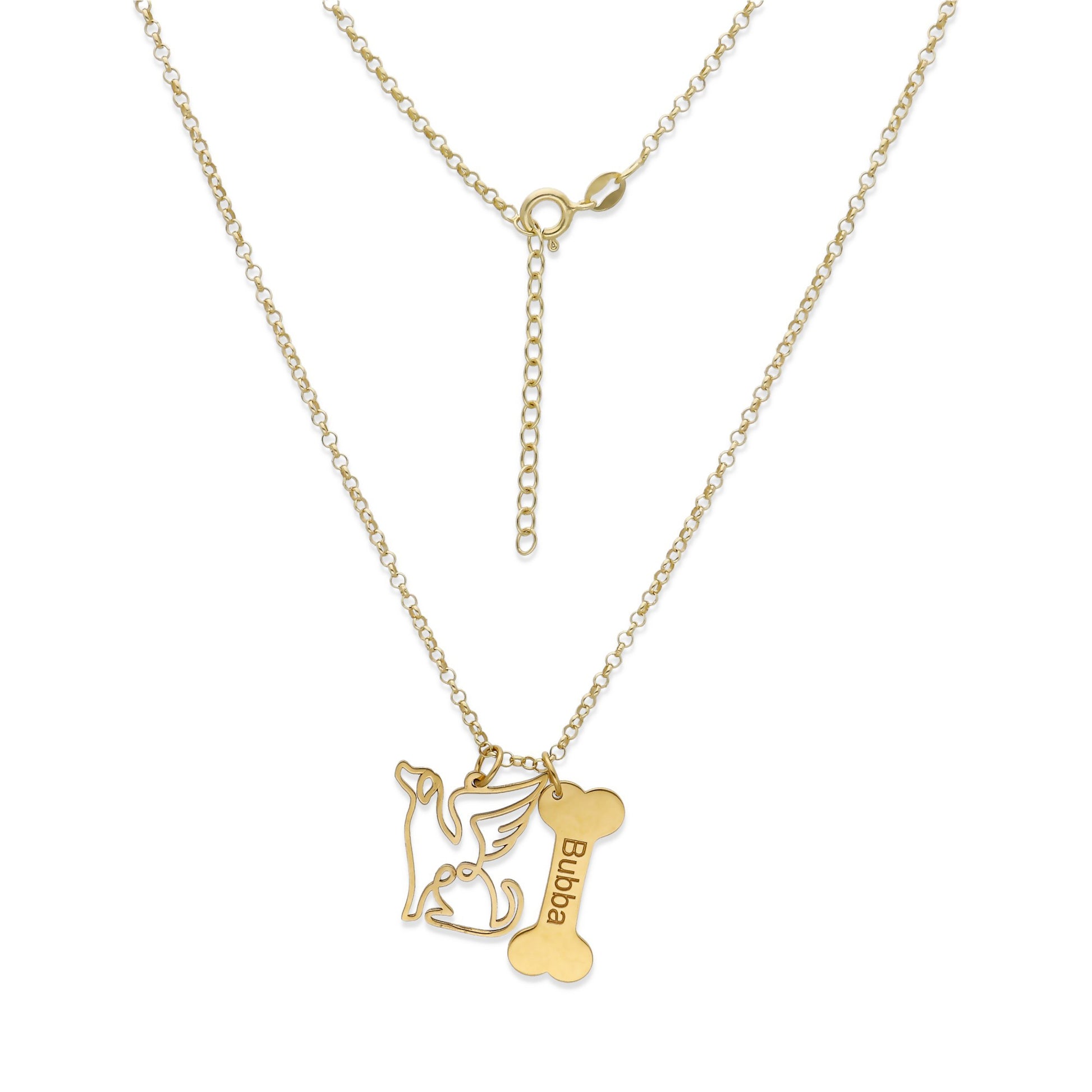 Colgante Coco hueso y nombre en Plata de Ley 925 y baño Oro Rosa 18k