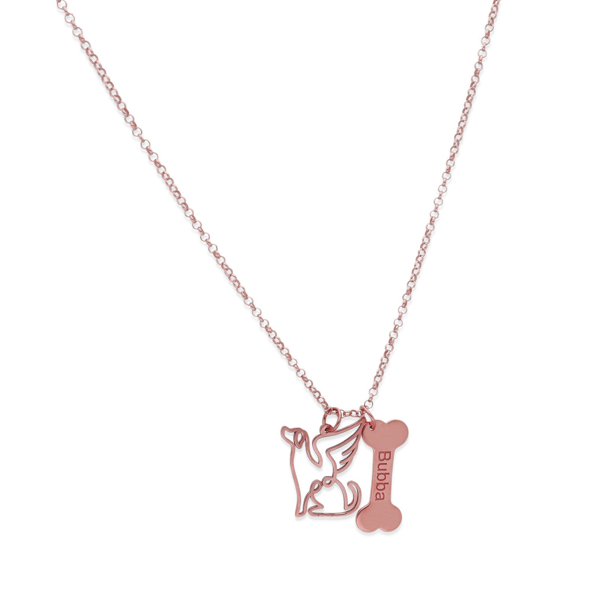 Colgante Coco hueso y nombre en Plata de Ley 925 y baño Oro Rosa 18k