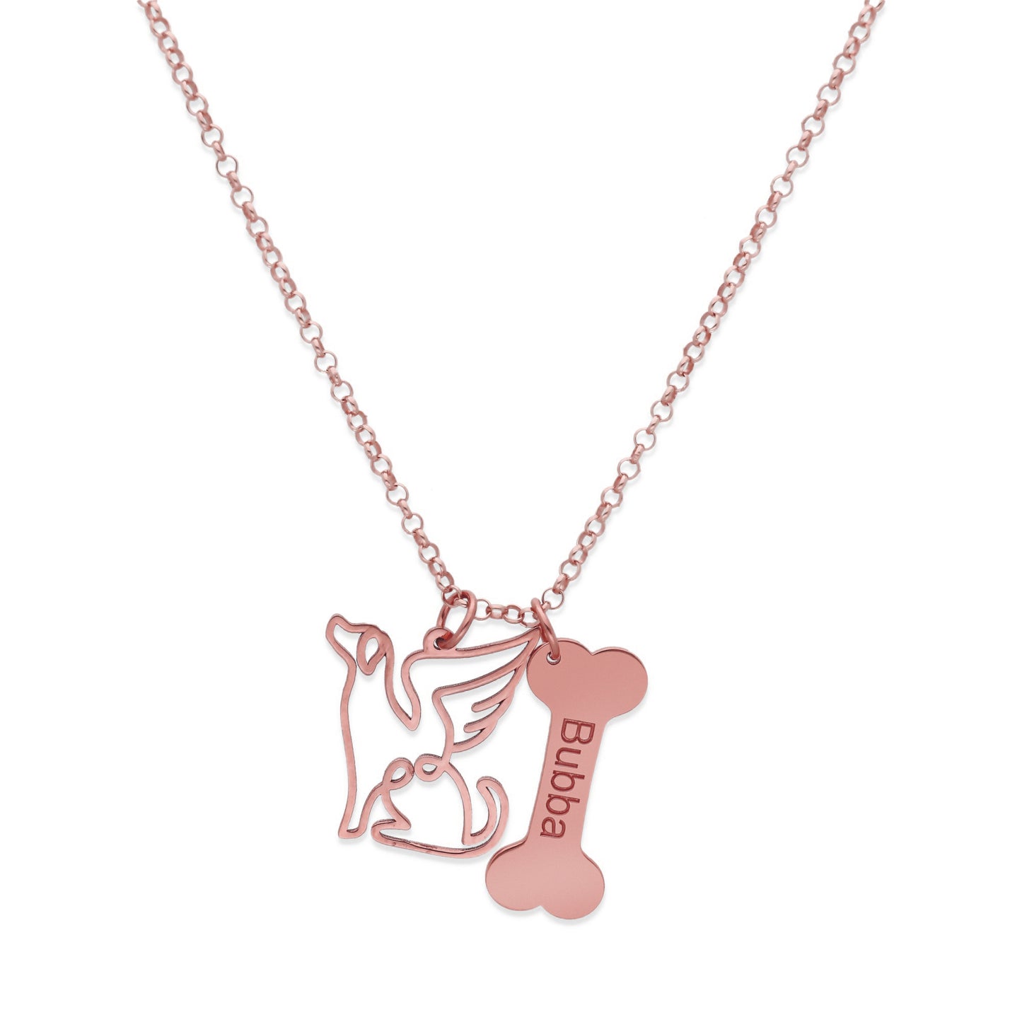 Colgante Coco hueso y nombre en Plata de Ley 925 y baño Oro Rosa 18k