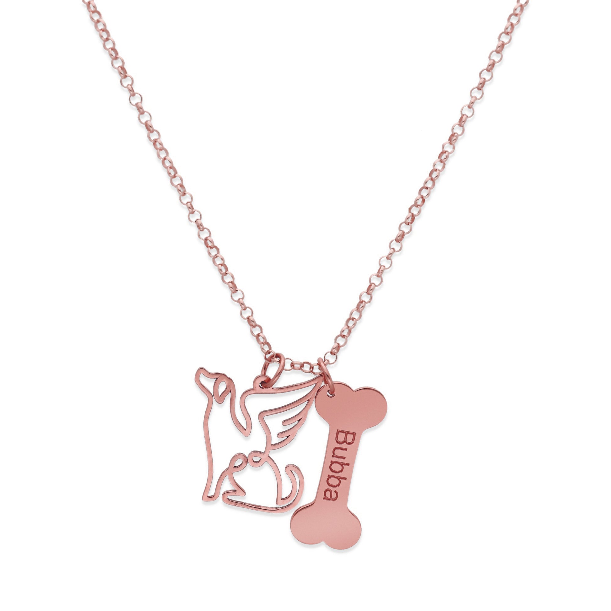 Colgante Coco hueso y nombre en Plata de Ley 925 y baño Oro Rosa 18k