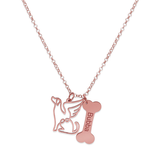 Colgante Coco hueso y nombre en Plata de Ley 925 y baño Oro Rosa 18k