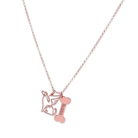 Colgante Coco hueso y nombre en Plata de Ley 925 y baño Oro Rosa 18k