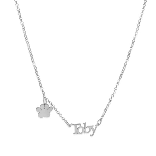 Colgante Toby nombre y huella en Plata de Ley 925