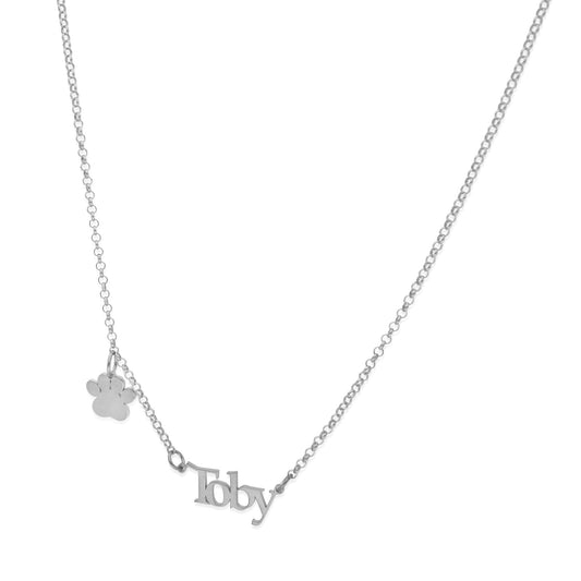 Colgante Toby nombre y huella en Plata de Ley 925