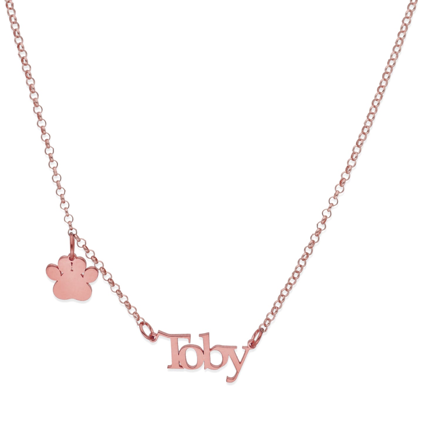 Colgante Toby nombre y huella en Plata de Ley 925 y baño Oro 18k