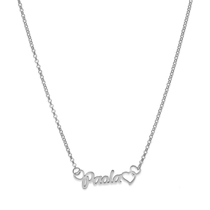 Colgante Nombre con Corazones Nusa en Plata de Ley 925