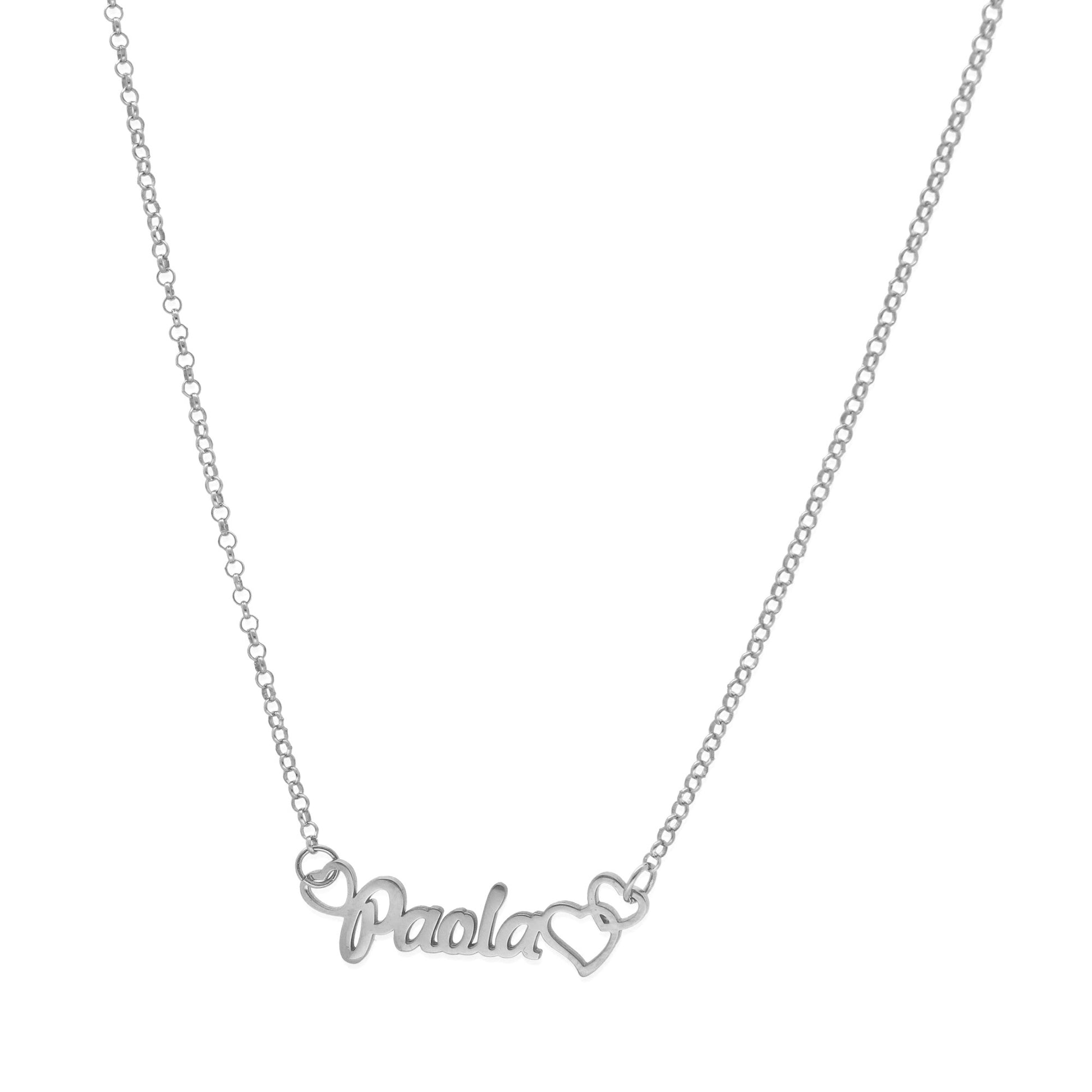 Colgante Nombre con Corazones Nusa en Plata de Ley 925