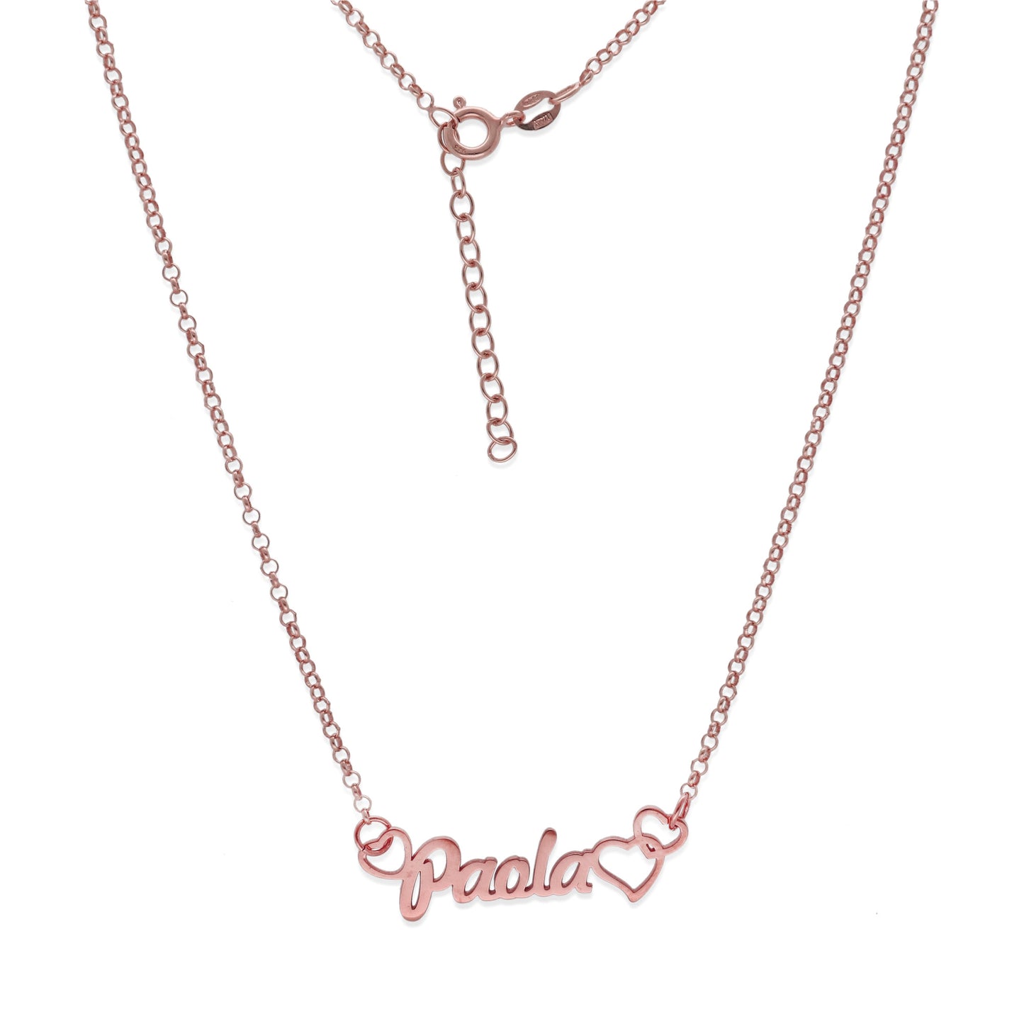 Colgante Nombre con Corazones Nusa en Plata de Ley 925