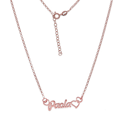 Colgante Nombre con Corazones Nusa en Plata de Ley 925