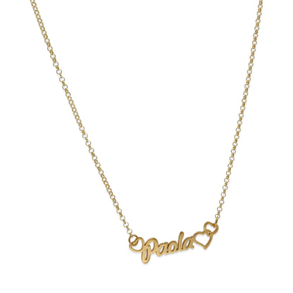 Colgante Nombre con Corazones Nusa en Plata de Ley 925 y Baño Oro 18k