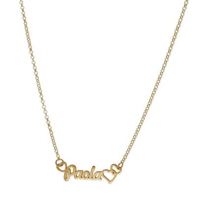 Colgante Nombre con Corazones Nusa en Plata de Ley 925 y Baño Oro 18k