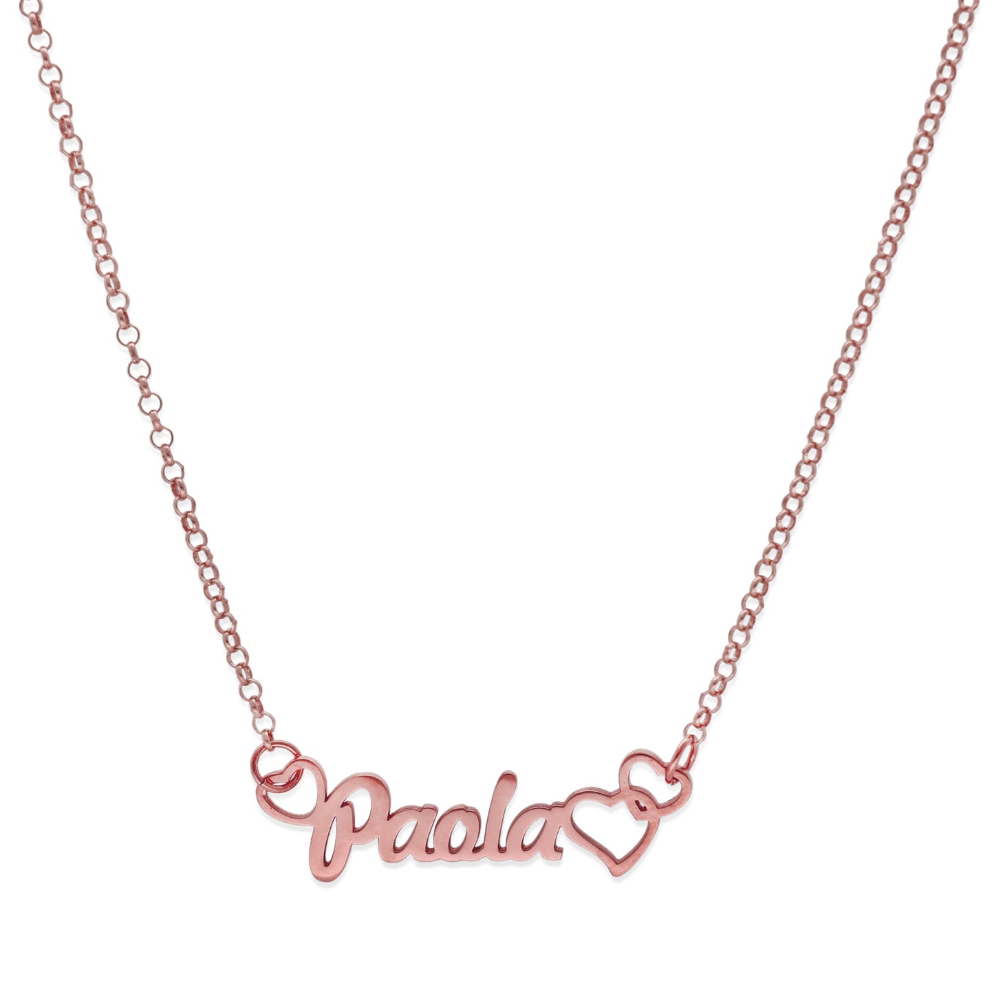 Colgante Nombre con Corazones Nusa en Plata de Ley 925 y Baño Oro 18k