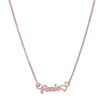 Colgante Nombre con Corazones Nusa en Plata de Ley 925 y Baño Oro 18k