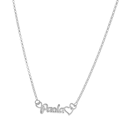 Colgante Nombre con Corazones Nusa en Plata de Ley 925 y baño Oro rosa 18k