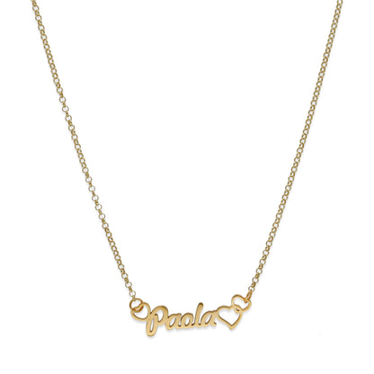 Colgante Nombre con Corazones Nusa en Plata de Ley 925 y baño Oro rosa 18k