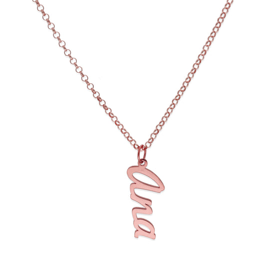 Colgante Delia Nombre en Plata de Ley 925 y baño Oro rosa 18k