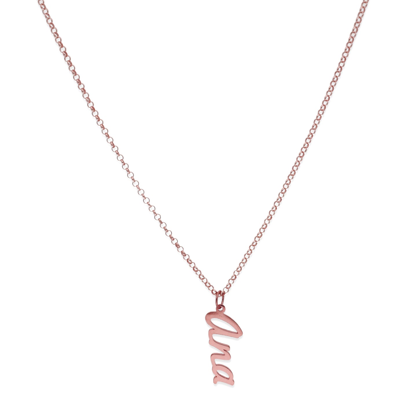 Colgante Delia Nombre en Plata de Ley 925 y baño Oro rosa 18k